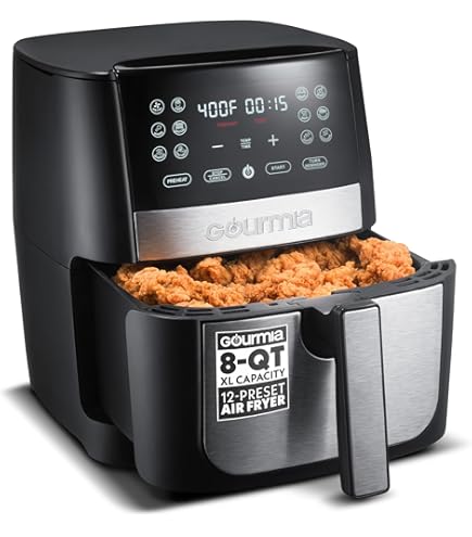 キッチン家電 GOURMIA DIGITL AIR FRYER Black Silver Gourmia 8 Quart Digital Air Fryer with 12 Cooking Presets